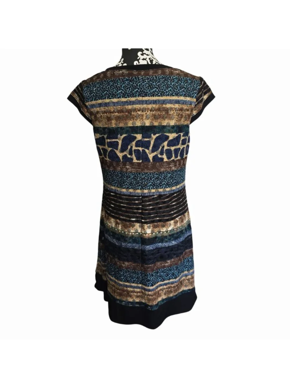 Chris McLaughlin Size 10 Dress Animal Print Striped Design Short Sleeve Sheath - Picture 2 of 5